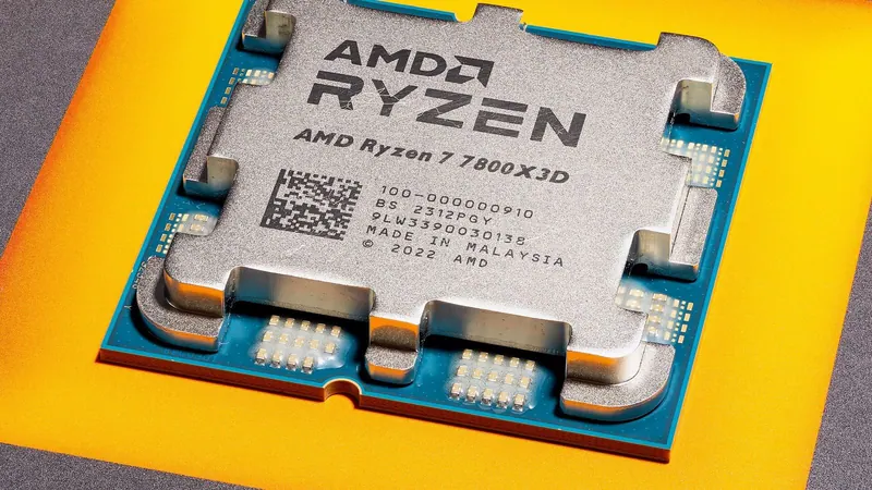 Процессор AMD на темном фоне с подсветкой