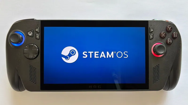 Портативная игровая консоль с открытым интерфейсом на деревянном столе